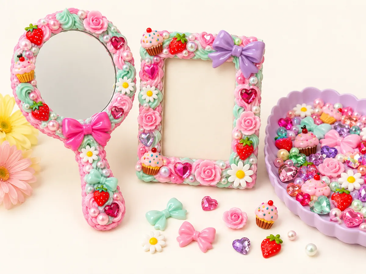 Decoden — Whipped cream craft — decorated mirrors, bags and more.